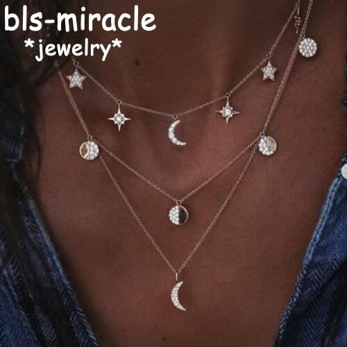 YC-UPGO Vintage Multi-layer Crystal Necklaces For Women Statement Geometry Pendant Necklace Jewelry Gift 2018 Drop Shipping