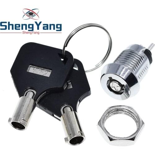 1PCS 12MM Stainless Steel Telephone Lock Electronic Lock Power Lock Key Switch S1201 Double Side Pull Out Type 0.5A250V AC 2Keys