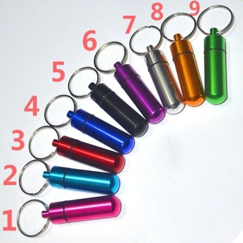 1PC Waterproof Aluminum Pill Box Case Bottle Cache Drug Holder Container Keychain Medicine Box Health Care