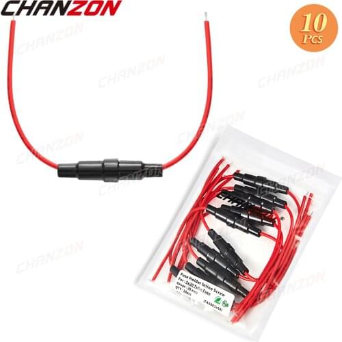 10pcs 5x20 Inline Glass Auto Fuse Boxes Holder Screw Types Tube Case Blow Hold Support 250V 125V 12V 5x20mm 22 AWG Wire Line