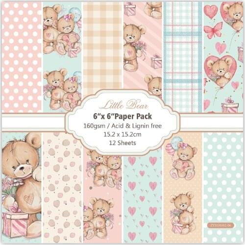 12pc petit ours patterned paper Scrapbooking paper pack handmade craft paper craft Background pad