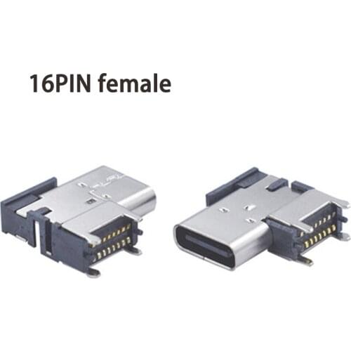 2-5pcs/Iot 16 P Side insertion SMT Socket Connector Micro USB Type C 3.1 Female SMD DIP For PCB design DIY high current charging