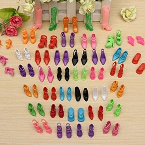 20pcs Doll Shoes Multiple Styles Heels Sandals For Barbiees Dolls Outfit Dress Lots of Designs Xmas Gift For Girl Toy