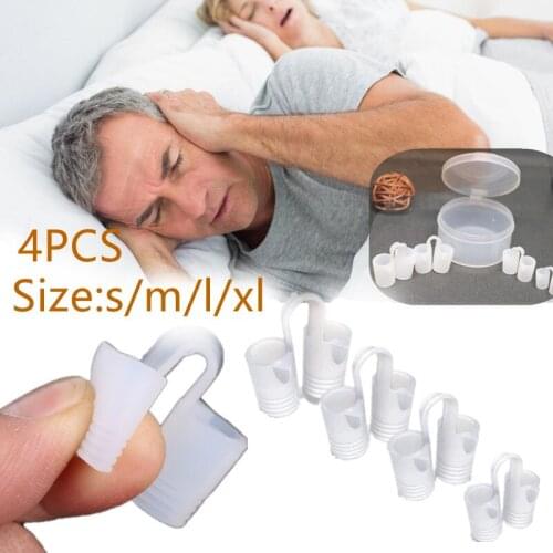 4PC Silicone Anti Snoring Nose Vents Clip Relieve Snore Stopper Guard Nasal Dilator Easy Sleeping Breath Aid 4 Sizes