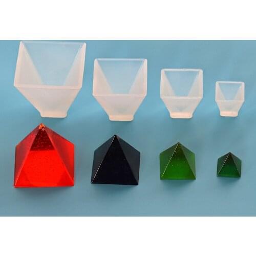 Facemile 4PCS Jewelry Tools Silicone Resin Craft DIY Pyramid Square Making Geometric Jewelry Pendant Tools Fondant Cake Mold