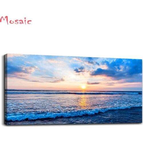 5D DIY Diamond Painting Blue coast ocean wave landscape Diamond Mosaic Picture Diamond Embroidery Cross Stitch Home Decor