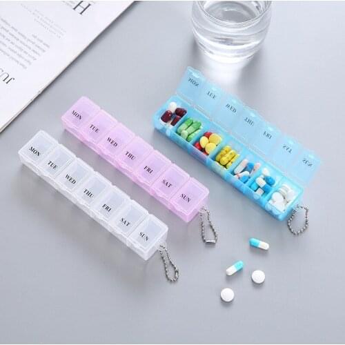 7 Grids 7 Days Weekly Candy Pill Case Medicine Tablet Dispenser Organizer Pill Box Splitters Pill Storage Organizer Container