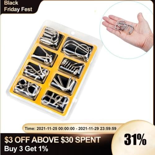8Pcs/Set 3D Metal Puzzle Wire IQ Mind Brain Teaser Game Montessori Children Adult Interactive Gifts Anti-Stress Educational Toy