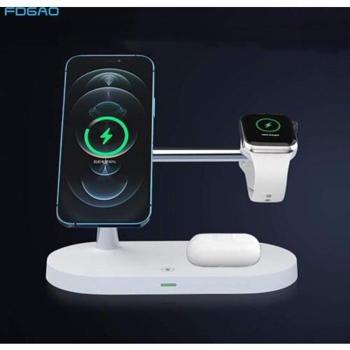 FDGAO 15W 3 In 1 Wireless Chager for iPhone 12 Pro Max Apple Watch 6 5 4 3 Airpods Pro Magnetic Fast Charging Station Dock Stand
