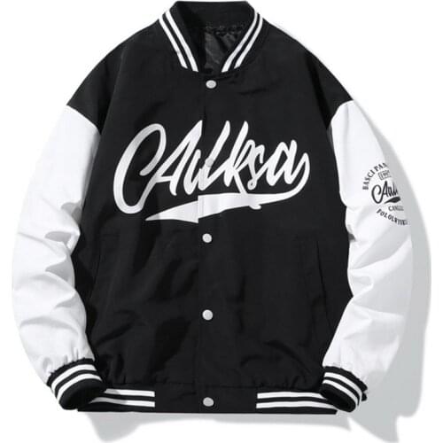 ERENEJIAN Unisex Printed Varsity Baseball Jacket Uniform Patchwork Oversize Hip Hop Letterman Outerwear For College Couples