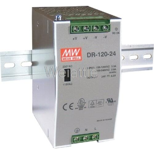 12V 24V 48V MEAN WELL original 2.5A 5A 10A 12V 120W Single Output Industrial DIN Rail Power Supply DR-120-12 DR-120-24 DR-120-48