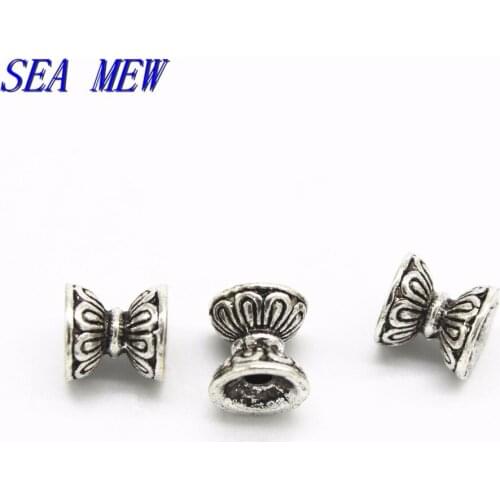 100pcs 5.5mm 7.5mm Vintage Metal Alloy Tibetan Silver Color Double Spacer Beads DIY Hole Beads For Jewelry Making