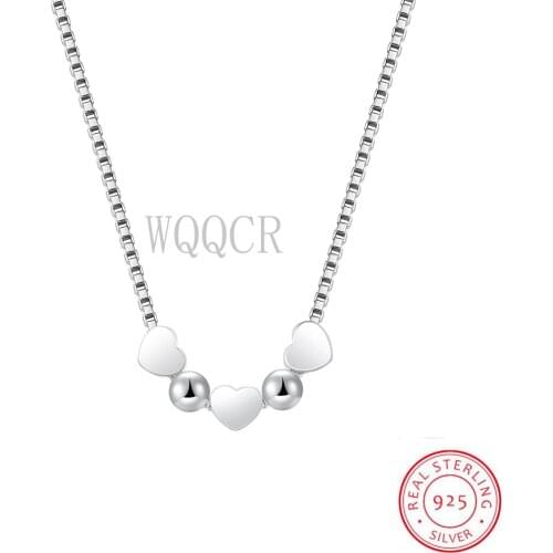 Wholesale Jewelry 925 Sterling Silver Sliding Clavicle Necklace Chain Love Heart Pendant Necklace Female Gift