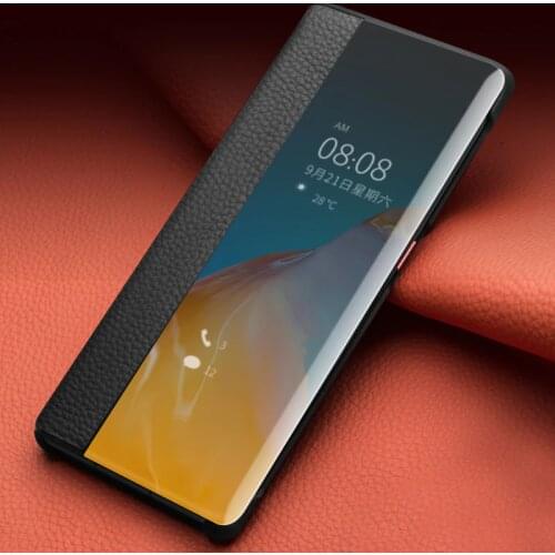 QIALINO Luxury Genuine Leather Phone Case for Huawei P40 Pro Ultra Slim Smart View Wake Sleep Up Cover for Huawei P40/P30 Pro