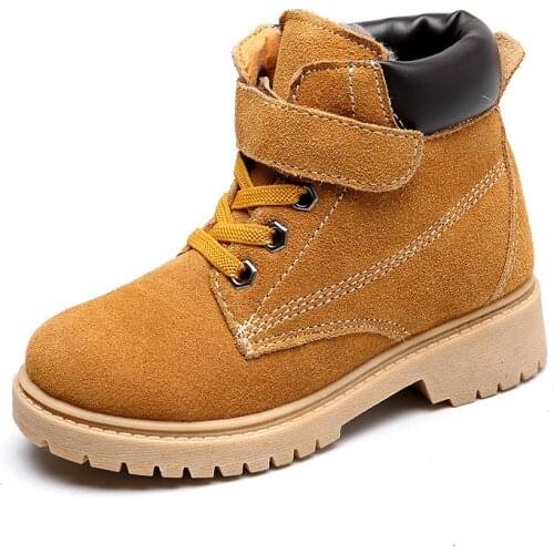 SKOEX Winter Children Boots Genuine Leather Martin Boots Girls Boys Snow Boots Kids Thick Warm Booties Child Fashion Sneakers