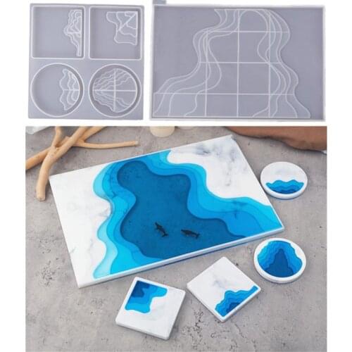 DIY Square Coaster Epoxy Resin Mold Tea Tray Silicone Molds Storage Tray Mould For DIY UV Resin Coaster Home Crafts Accessories