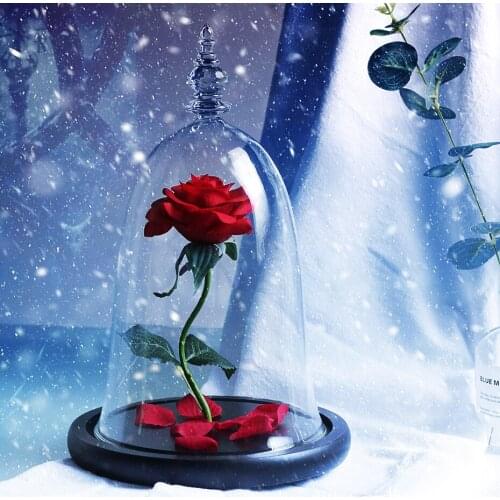 Hot Valentines Day Gift Artificial Eternal Rose Beauty And The Beast Red Rose For Home Decoration Romantic Birthday Gift