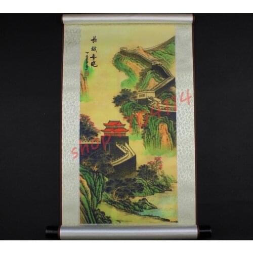 Chinese Style, Silk Axis Painting, the Great Wall landscape 2#, Decorative Painting, Home Ornaments, Traditional Crafts