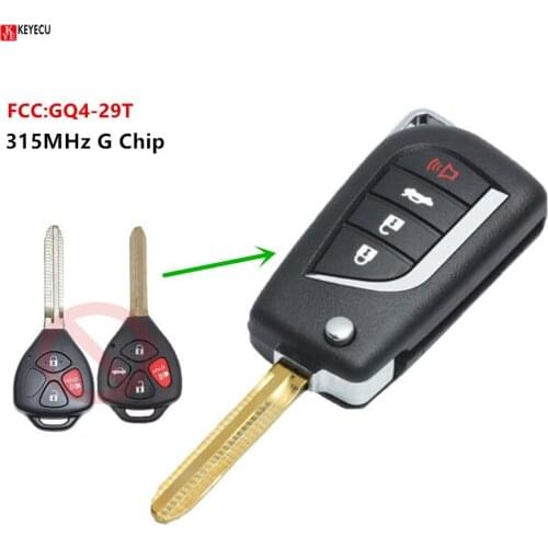 Keyecu Upgraded Modify 315MHz G Chip Folding Remote Key FOB Fit for Toyota Corolla Venza 2009-2015 FCC ID:GQ4-29T