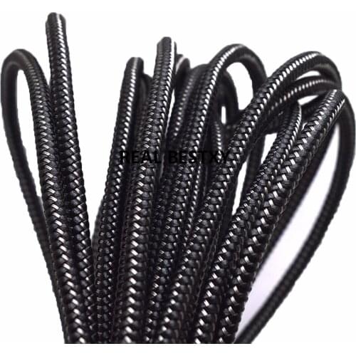 5m/lot approx 5*5mm Round Braided Leather Cord Black Leather Cords Rope steel wire cords for Bracelet Jewelry Making leather diy