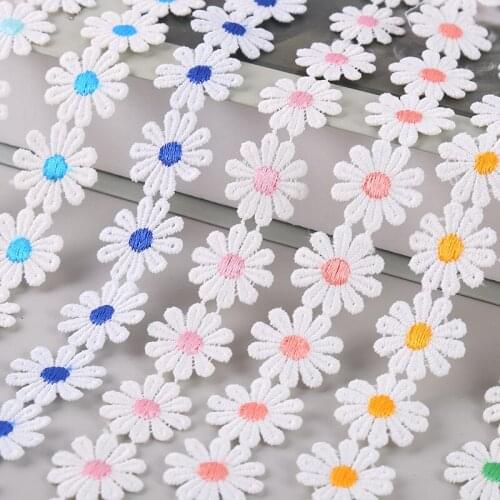 15 Yards 25mm Daisy Flower Lace Trim Milk Fiber Embroidered Ribbon Patchwork DIY Craft Apparel Garment Sewing Accessories