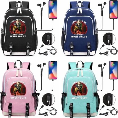 Anime One Punch Man Saitama USB Laptop Backpack Fashion Men Women Outdoor Travel Shoulder Bags Student Schoolbag Bookbag