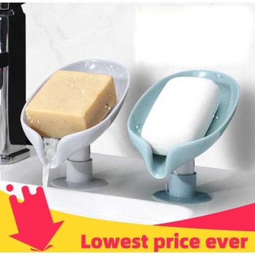 Leaf Shape Soap Box Drain Soap Holder Dish Bathroom Shower Soap Stand Sponge Storage Plate Tray Bathroom Accessories Gadgets
