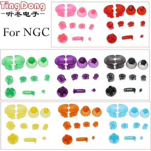 Ting Dong crystal color For Gamecube Controller Mod Colorful Complete button set with Thumbsticks Y X A B for N GC button set
