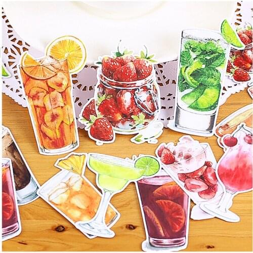 14pcs Creative Cute Self-made Colorful fruit tea / drinks Scrapbooking Stickers /Decorative Sticker /DIY Craft Photo Albums