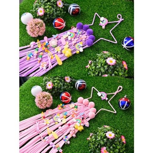 Wall Hanging Dream Catcher Colorful Girl Hairpin Storage Hair Accessories Wall Hanging With Tassel Star Bow Hairpin Organizer