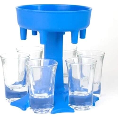 New Liquor Dispenser 6 Shot Glass Wine Whisky Beer Dispenser Holder Drinking Games Tools for Christmas Home Party Bar Shot Glass