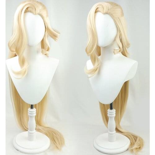 Game Genshin Impact La Signora Executive Officer Lady Cosplay Wig Light Blonde 120cm Long Hair Heat Resistant Synthetic
