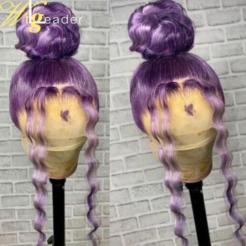 Wigleader Remy Human Hair Lace Front Wigs Preplucked Loose Wave Lace Frontal Wig Purple Lace Frontal Wigs Glueless Lace Wigs