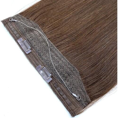 Bluelucky High Quality Dark Brown Remy Human Hair Halo Hair Extensions Straight 100g/Piece