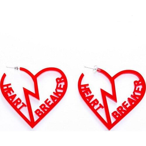 Break Heart Big Acrylic Drop Earrings For Women Pendientes Punk Creative Female Funny Hollow Out Dangle Earrings Brincos Jewelry