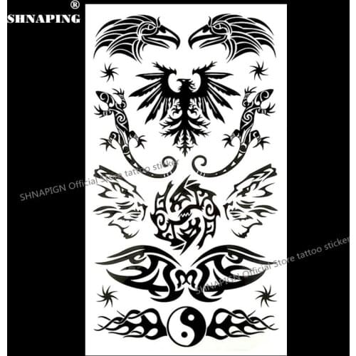 SHNAPIGN Lizard Eagle Totem Temporary Tattoo Body Art Arm Flash Tattoo Stickers 17*10cm Waterproof Fake Henna Painless Sticker