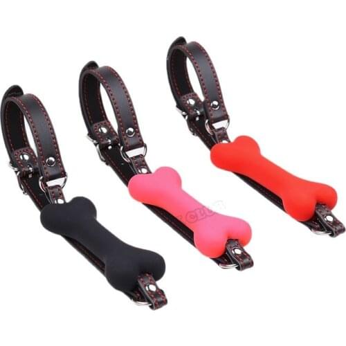 Puppy play Silicone Dog Bone Gag Mouth gag bondage sex products, roleplay adult erotic play SM sex Toys for Couples sex games