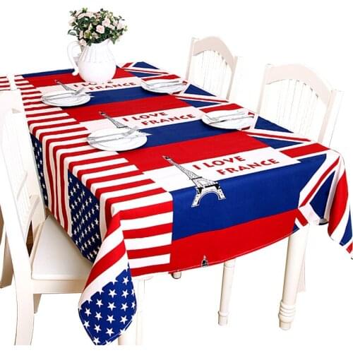 American Uk Flag Eiffel Tower Tablecloth 100% Cotton Thick Table Cloth Kitchen Towel Casual Party Home Decor Table Covers
