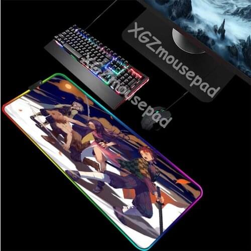 XGZ Popular Anime Demon Slayer Kimetsu No Yaiba Custom Large RGB Mouse Pad Speed Black Lock Edge Computer Desk Mat Non-slip Xxl