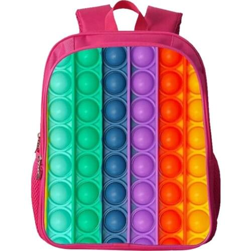 Funny 3D Printed Push Bubble Kid Fidget School Bag Teenager Book Storage Backpack Fashion Rainbow Sensory Press Bookbag Gift#20
