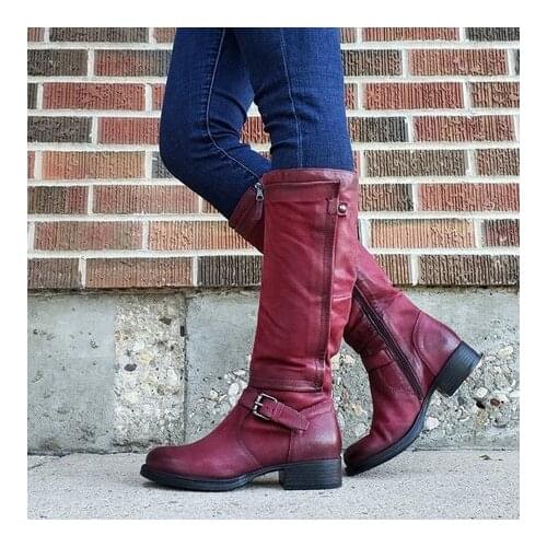 Womens knee high boots grey high boots round head Western Cowboy Boots thin Knight boots