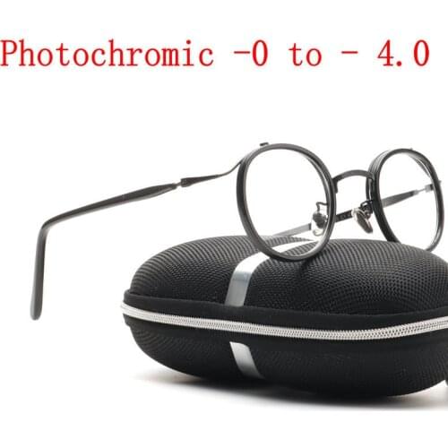 MINCL/ Women TR90 Round Frame Nearsighted Sun Photochromic Lens Female Spring Leg Myopia Cat Glasses Uv400 with Box NX