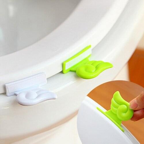 1pc Toilet Cover Lifting Device Bathroom Anti-Dirty Toilet Lid Handle Sticker Angel Wing Shape Toilet Clamshell Lid Lifter