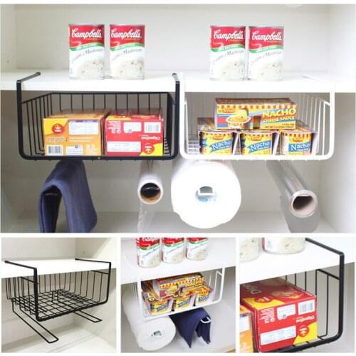 1PC Cupboard Hanging Under Shelf Storage Iron Mesh Basket Cabinet Door Organizer Rack Closet Holders Storage Basket Rack OK 0711