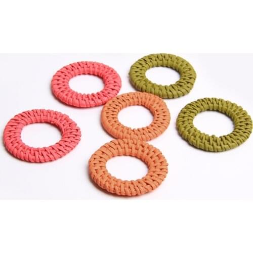 10 Pieces 45 mm Colorful Rattan Craft Natural Corn Straw Woven Jewelry Accessory Pendant Handmade Bamboo Braid For DIY Making
