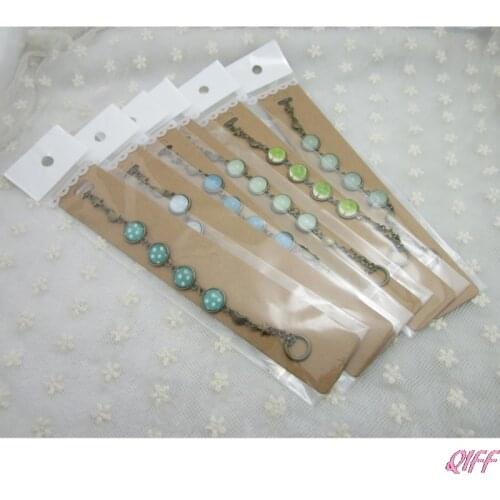 100Pcs Jewelry Bracelet Chain Display Holder Case Hanging Kraft Paper Cards Gift