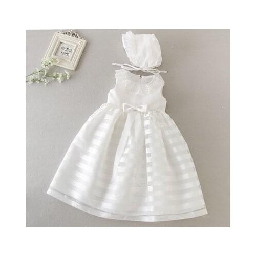 2 Pieces Toddler White Christening Gown 1st Birthday Party Dress Baptism Dresses for Newborn Baby Party Wedding Dress