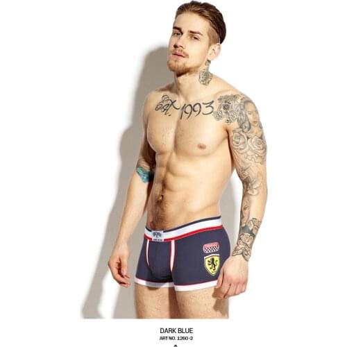 2016 New Mens Stretch Cotton Contrast Trunk High Quality Men Boxer Short Underwear lingerie intimate mens undergarment