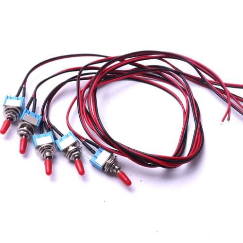 5Pcs/lot Toggle Switch with 30cm Cable Small Switch 6A/125V 3A/250V for Controlling ON and OFF of AC and DC Power Circuits