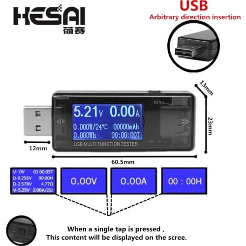 8 in1 QC2.0 3.0 4-30v Electrical power USB capacity voltage tester current meter monitor voltmeter ammeter